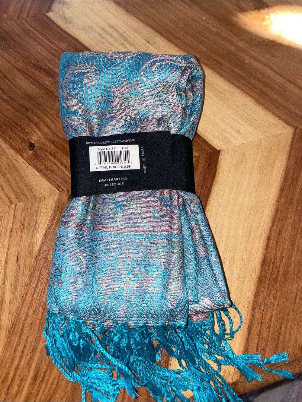 Pashmina ~~Elegant Teal Paisley Fringe Shawl - Versatile Women's Wrap - Picture 6 of 6